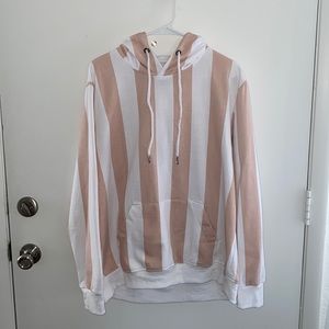 Millennial Pink & White Striped Cali Beach Style Hoodie